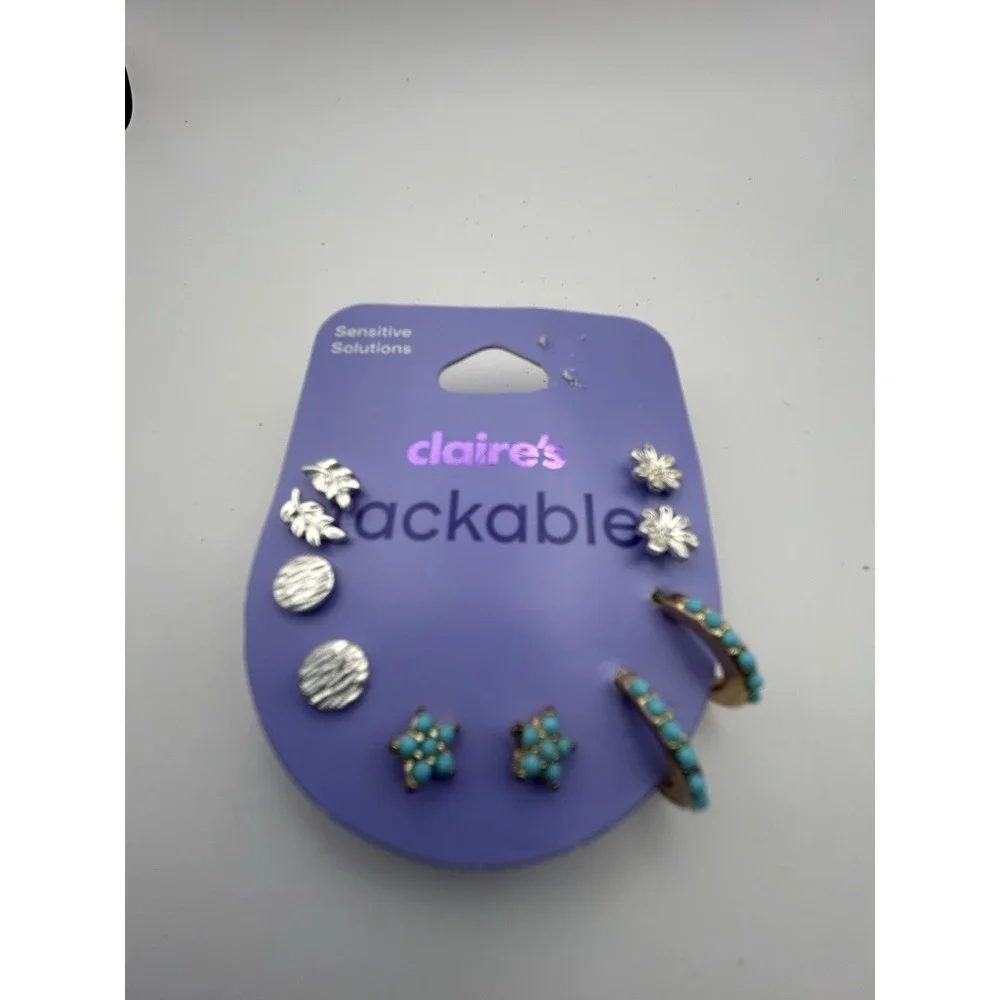 Claire's 10 pairs sensitive solutions stud flower etc & a mixed lot earrings